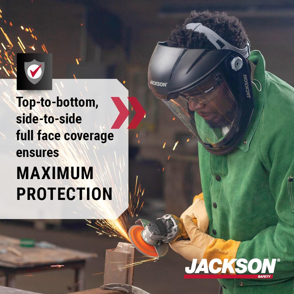 Jackson Safety Lightweight MAXVIEW Premium Face Shield - Mask with 370 Speed Dial Ratcheting Headgear